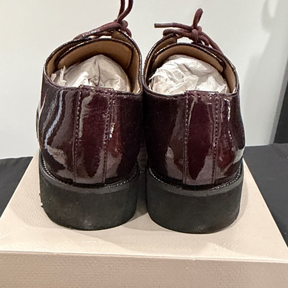 Franco Sarto Corey Women's Burgundy Patent Leather Lace-Up Flats - Picture 4 of 5
